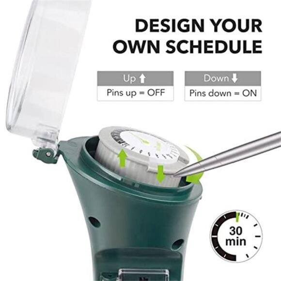 Outdoor Power Strip with Mechanical Timer and 6 Grounded Outlets - 6ft - Picture 3 of 6